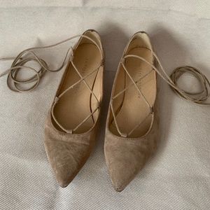 Tan Strappy Ballet Flats